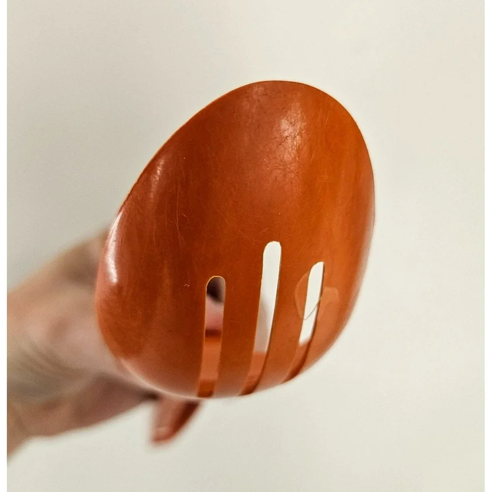 Vintage EKCO Slotted Serving Spoon Orange Plastic Nylon Kitchen Utensil‎ 11.5